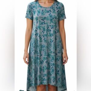 LuLaRoe Disney Carly Dress Gray & Green Mickey Mouse Allover Print NWT XS
